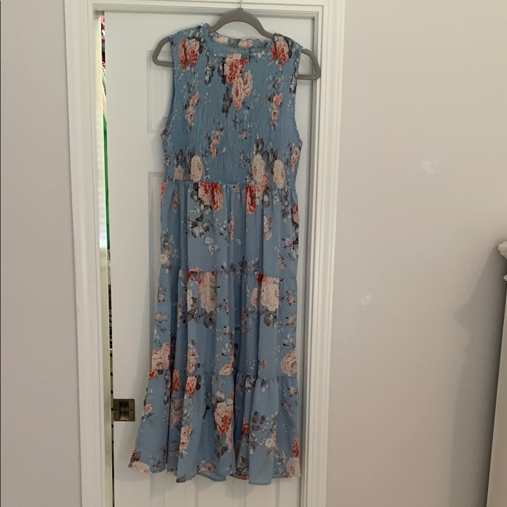 Blue Sleeveless Ruffled Wrap Maxi Dress new without tags XL